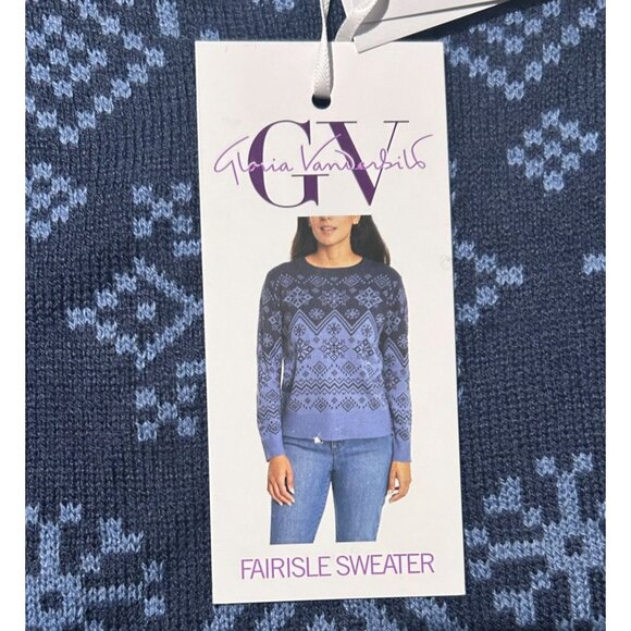 Gloria Vanderbilt Fairisle Sweater Women's‎ Medium Titan Wild Wind Blue NEW - Picture 6 of 8